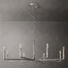 60 inch round wrought iron chandelier in large dining room
