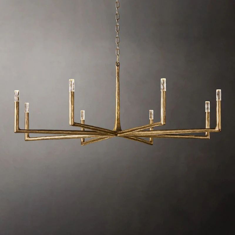 60 inch round wrought iron chandelier in large dining room
