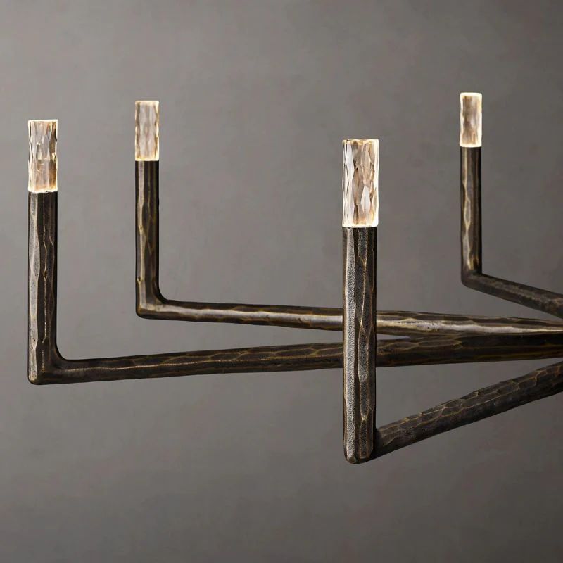 Hand-hammered texture on Radius contemporary iron chandelier