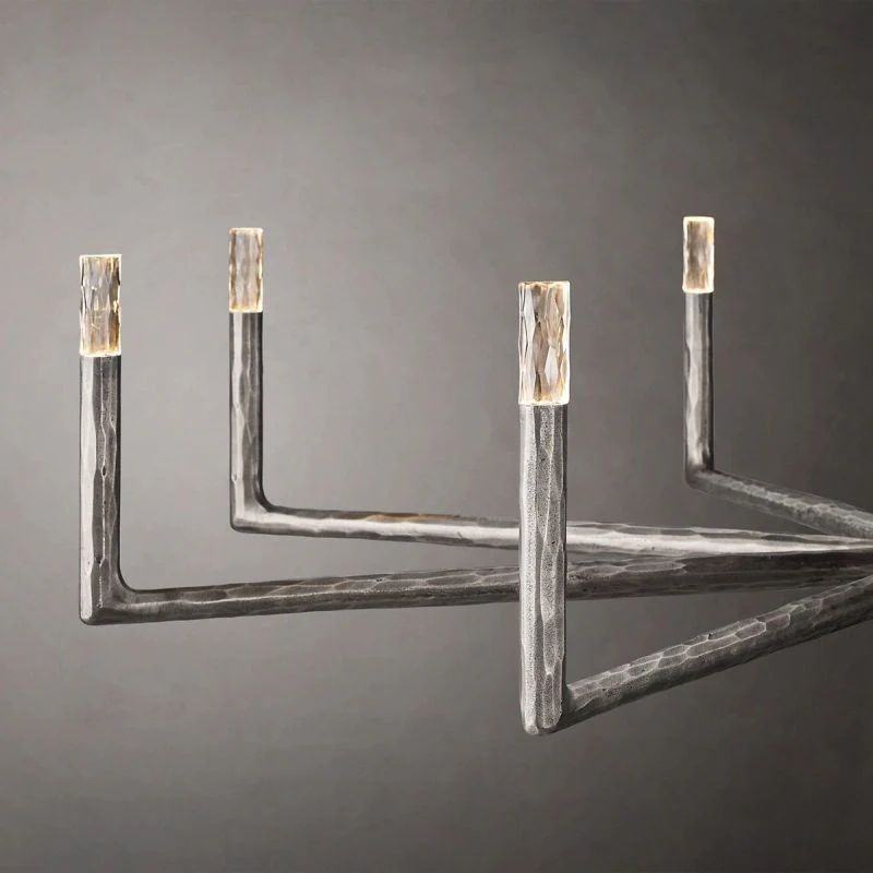 Hand-hammered texture on Radius contemporary iron chandelier