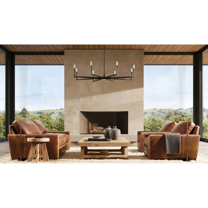 Large 60-inch round ceiling light over dining table