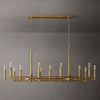 Radius 72 inch rectangular wrought iron chandelier over dining table