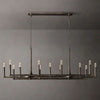 Radius 72 inch rectangular wrought iron chandelier over dining table