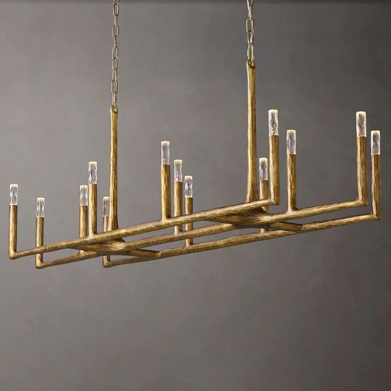 Radius 72 inch rectangular wrought iron chandelier over dining table