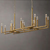 Radius 72 inch rectangular wrought iron chandelier over dining table