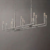 Radius 72 inch rectangular wrought iron chandelier over dining table