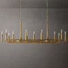 Radius 72 inch rectangular wrought iron chandelier over dining table