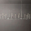 Radius 72 inch rectangular wrought iron chandelier over dining table